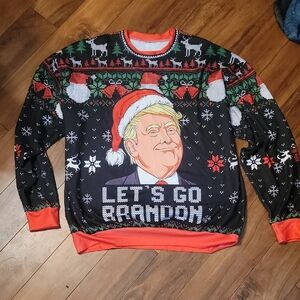 Lets Go Brandon Ugly Christmas Sweater Funny Santa Trump Biden Sweatshirt XL